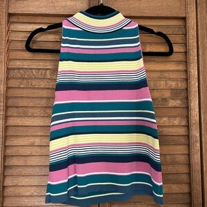 Maeve Multicolor Striped Turtleneck Tank